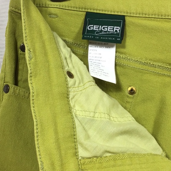 GEIGER Collections Jeans Chartreuse High Rise Straight Leg Zip Front - Picture 2 of 9